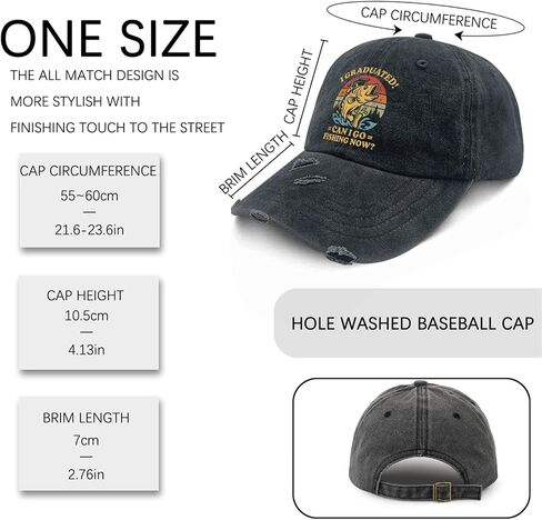 I Graduated Can I Go Fishing Now Hats for Son Cool Washed Distressed Baseball in Kuwait