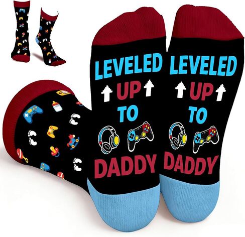 2026 Leveled up to Dad Socks for Gamer Husband Boyfriend Promoted to Dad, First Time Daddy Gifts for New Dad from Wife Pregnancy Announcement,Cool Father's Day for Expecting Daddy Birthday Christmas in Saudi Arabia