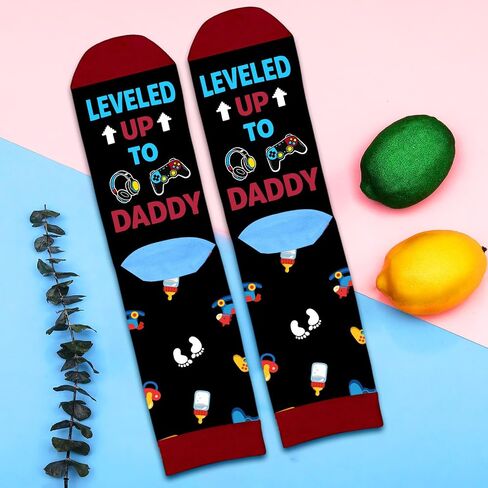 2026 Leveled up to Dad Socks for Gamer Husband Boyfriend Promoted to Dad, First Time Daddy Gifts for New Dad from Wife Pregnancy Announcement,Cool Father's Day for Expecting Daddy Birthday Christmas in Saudi Arabia