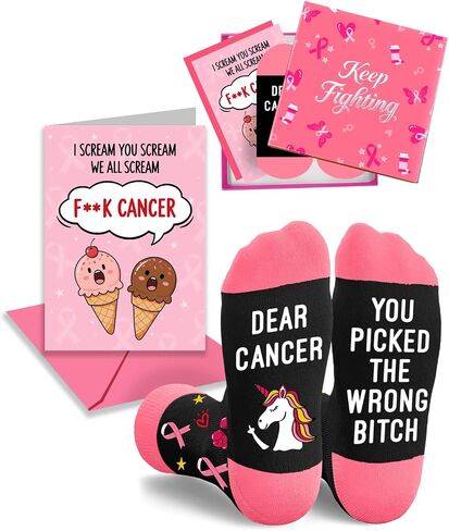 HAPPYPOP Get Well Soon Gifts - Breast Cancer Sock for Women, Gifts for Him Her after Surgery in Kuwait