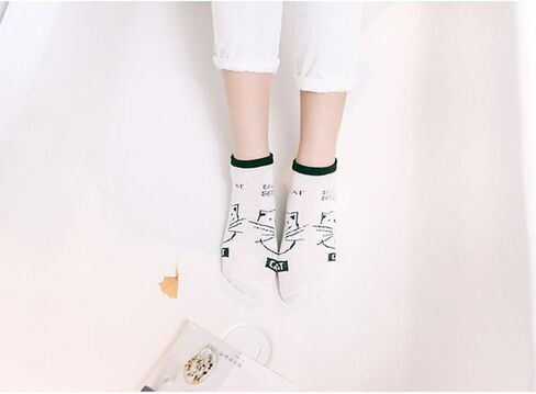 10 Pairs Cat Socks for Women- Cute Cotton Funny Animal Ankle Socks Low Cut Sock for Cat Lovers in Saudi Arabia