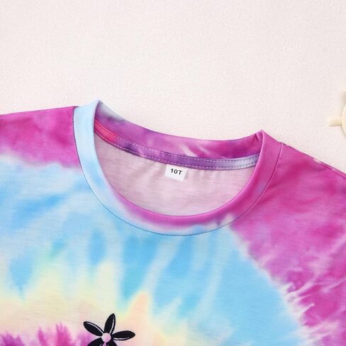 GLIGLITTR Peace Out Single Digits I'm 10 Tie Dye Birthday Girl Shirt 10th Birthday Girls Tee Cute Short Sleeve Summer Outfits in Kuwait