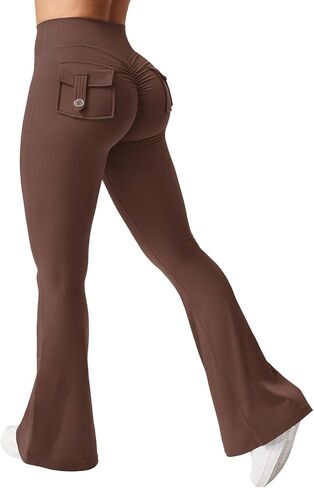 Yuerlian Flare Leggings with Pockets for Women Scrunch Workout Leggings Butt Lifting Gym Yoga Pants in Saudi Arabia