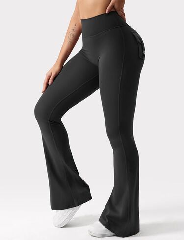 Yuerlian Flare Leggings with Pockets for Women Scrunch Workout Leggings Butt Lifting Gym Yoga Pants in Saudi Arabia
