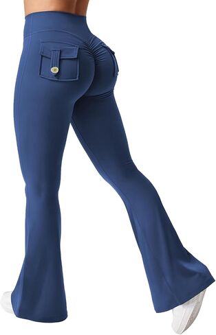 Yuerlian Flare Leggings with Pockets for Women Scrunch Workout Leggings Butt Lifting Gym Yoga Pants in Saudi Arabia