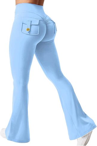 Yuerlian Flare Leggings with Pockets for Women Scrunch Workout Leggings Butt Lifting Gym Yoga Pants in Saudi Arabia