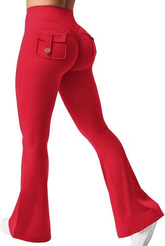Yuerlian Flare Leggings with Pockets for Women Scrunch Workout Leggings Butt Lifting Gym Yoga Pants in Saudi Arabia