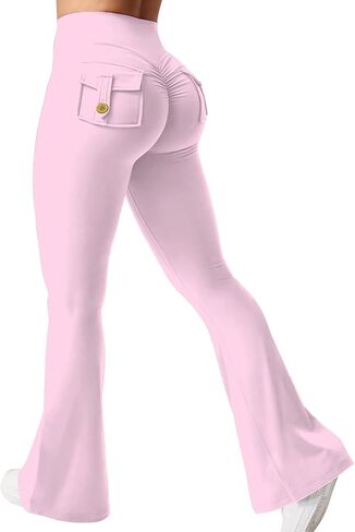 Yuerlian Flare Leggings with Pockets for Women Scrunch Workout Leggings Butt Lifting Gym Yoga Pants in Saudi Arabia