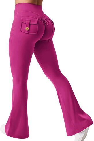 Yuerlian Flare Leggings with Pockets for Women Scrunch Workout Leggings Butt Lifting Gym Yoga Pants in Saudi Arabia