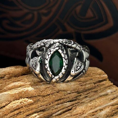 bahamut Mens Aragorn Rings of Barahir,Green Gemstone,Double Snake Ring, Ring of the King,LOTR Cosplay Jewelry in Saudi Arabia
