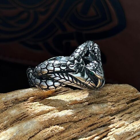 bahamut Mens Aragorn Rings of Barahir,Green Gemstone,Double Snake Ring, Ring of the King,LOTR Cosplay Jewelry in Saudi Arabia