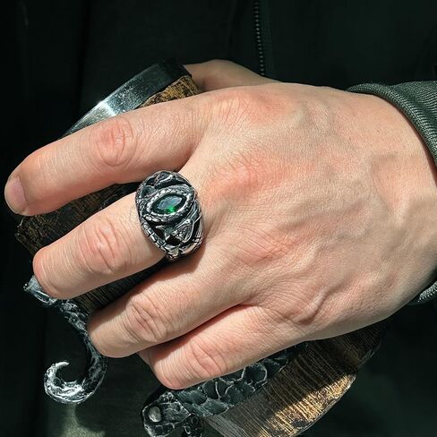 bahamut Mens Aragorn Rings of Barahir,Green Gemstone,Double Snake Ring, Ring of the King,LOTR Cosplay Jewelry in Saudi Arabia