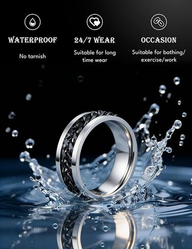 Giovanchi 20PCS Stainless Steel Fidget Rings for Men Women Non Tarnish - Anxiety Relief Smooth Black Spinner Ring Set Mens Wedding Band Daily Engagement Promise Rings Jewelry Gift Comfort Fit Size 7-13 in Saudi Arabia