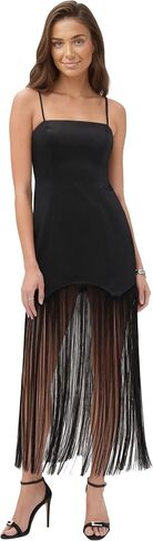 ALENDA DANMOS Women Fringe Bodycon Maxi Dress Spaghetti Strap Cocktail Party Dress Long Tassel Club Dress 528 in Saudi Arabia