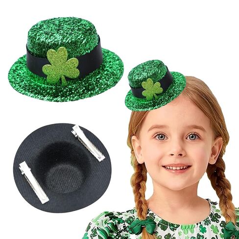 Leprechaun Top Hat Hair Bow Clips St Patricks Day Green Clover Alligator Shamrock Hair Bow Clips Irish Day Hair Accessories for Women Girls Gift in Kuwait