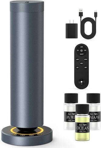 Waterless Diffuser with 108ML Essential Oils, Covers 1500 Sq Ft, Diffusers for Home Hotel, Adjustable Mist & Timer, Scent Diffuser Starter Kit with Night Light, Corded Electric,Black in Saudi Arabia