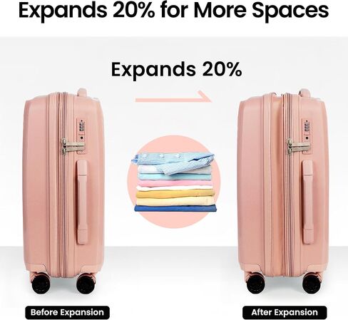20 Inch Carry-On Luggage Airline Approved,Hardshell Suitcases with Spinner Wheels and TSA LOCK,Expandable 20%,Lightweight Rolling Suitcases for Men/Women（Pink,20in） in Saudi Arabia