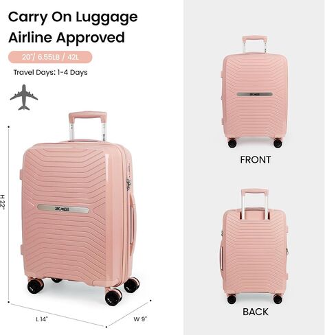 20 Inch Carry-On Luggage Airline Approved,Hardshell Suitcases with Spinner Wheels and TSA LOCK,Expandable 20%,Lightweight Rolling Suitcases for Men/Women（Pink,20in） in Saudi Arabia