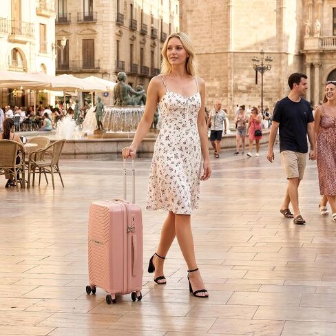 20 Inch Carry-On Luggage Airline Approved,Hardshell Suitcases with Spinner Wheels and TSA LOCK,Expandable 20%,Lightweight Rolling Suitcases for Men/Women（Pink,20in） in Saudi Arabia