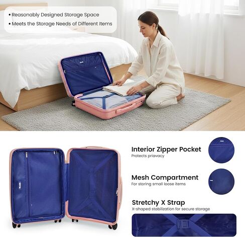 20 Inch Carry-On Luggage Airline Approved,Hardshell Suitcases with Spinner Wheels and TSA LOCK,Expandable 20%,Lightweight Rolling Suitcases for Men/Women（Pink,20in） in Saudi Arabia