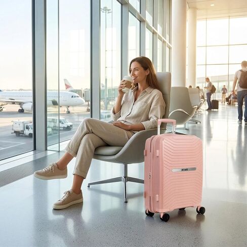 20 Inch Carry-On Luggage Airline Approved,Hardshell Suitcases with Spinner Wheels and TSA LOCK,Expandable 20%,Lightweight Rolling Suitcases for Men/Women（Pink,20in） in Saudi Arabia