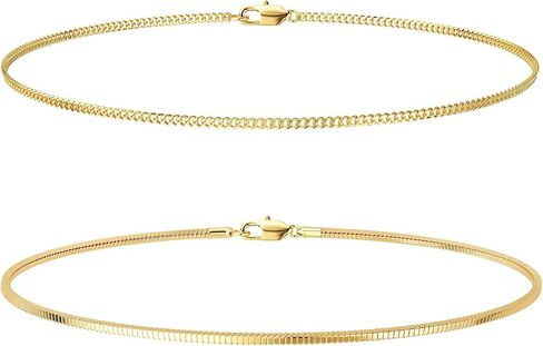 Moodear Trendy 7Inches Chain Men Bracelets Set - Thin 14K Gold Plated 2mm Snake Cuban Bracelet for Mens Dainty Jewelry Gifts in Saudi Arabia