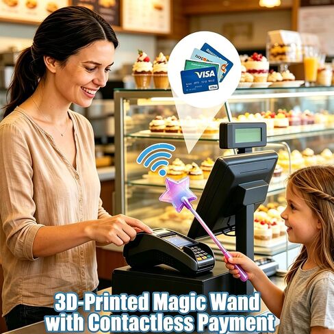 Credit Card Wand, Tap to Pay Wand, Magic Wand Credit Card Holder, Fairy Pay Wand - 3D Printed Contactless Payment Card Holder, Star Magic Fairy Wand for Easy NFC Checkout Debit & Credit Card Accessory (Blue-Purple) in Saudi Arabia