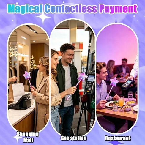 Credit Card Wand, Tap to Pay Wand, Magic Wand Credit Card Holder, Fairy Pay Wand - 3D Printed Contactless Payment Card Holder, Star Magic Fairy Wand for Easy NFC Checkout Debit & Credit Card Accessory (Blue-Purple) in Saudi Arabia