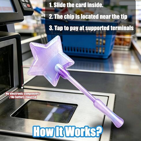 Credit Card Wand, Tap to Pay Wand, Magic Wand Credit Card Holder, Fairy Pay Wand - 3D Printed Contactless Payment Card Holder, Star Magic Fairy Wand for Easy NFC Checkout Debit & Credit Card Accessory (Blue-Purple) in Saudi Arabia