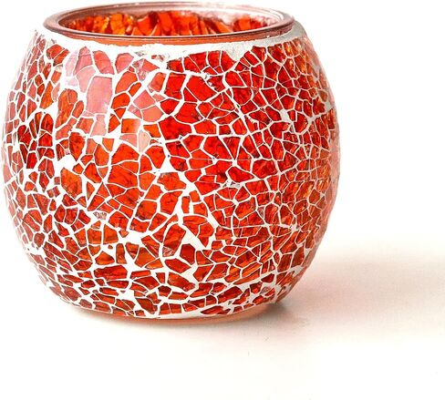 Golden Yellow Glass Votive Candle Holder – Crackle Votive Style, Great for Table Centerpieces & Home Decor (1 Pack) in Saudi Arabia