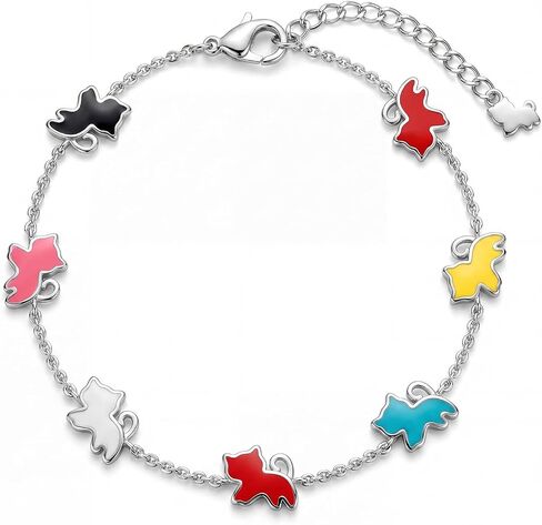 14K Gold Plated Cats/Elephants Bracelet for Women Teen | Lucky Elephant Jewelry Elephant Gifts for Birthday Holiday | Adjustable Charm Bracelets Ideal Gift for Cat Lover in Saudi Arabia