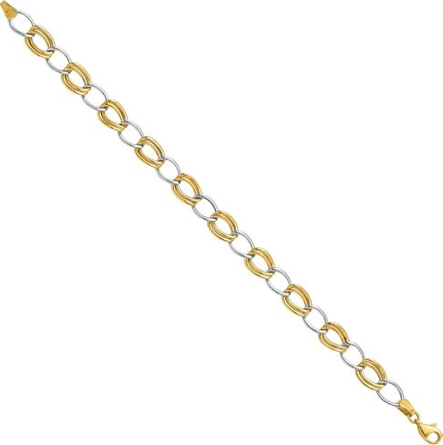 IceCarats 10K Solid Two Tone Gold Oval Link Chain Bracelet 7.5 inch Polished For Her in Kuwait