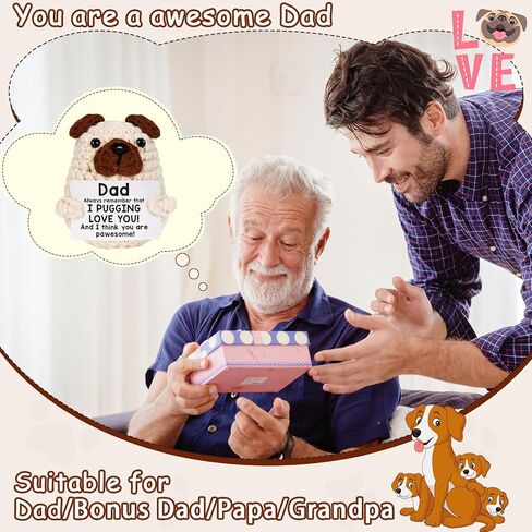 Lodeskee Valentines Day Gifts for Dad from Daughter Son Wife, Birthday Gift for Thank You Daddy Bonus Step-dad, I Love You Funny Crochet Presents to My Father in Saudi Arabia