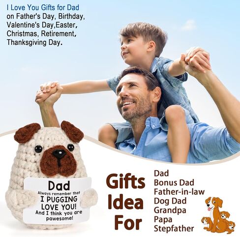 Lodeskee Valentines Day Gifts for Dad from Daughter Son Wife, Birthday Gift for Thank You Daddy Bonus Step-dad, I Love You Funny Crochet Presents to My Father in Saudi Arabia