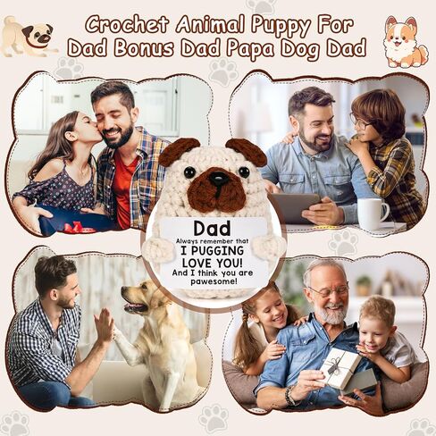 Lodeskee Valentines Day Gifts for Dad from Daughter Son Wife, Birthday Gift for Thank You Daddy Bonus Step-dad, I Love You Funny Crochet Presents to My Father in Saudi Arabia