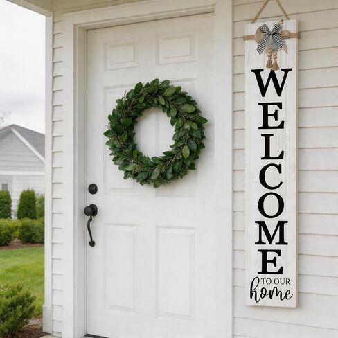 Vertical Wood Welcome Sign 47.2x7.8 Inch Farmhouse Rustic Decor for Front Porch, Outdoor Indoor Tall Standing Front Door Wall Decoration in Saudi Arabia