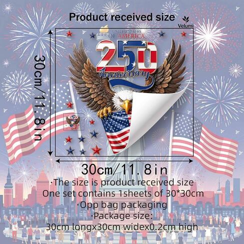 4th of July Window Clings Patriotic Window Stickers for Glass 250th Anniversary Eagle Stars Window Decals for Independence Day Home School Office Holiday Decoration 1 Sheet in Saudi Arabia