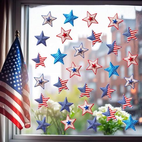 4th of July Window Clings Patriotic Window Stickers for Glass 250th Anniversary Eagle Stars Window Decals for Independence Day Home School Office Holiday Decoration 1 Sheet in Saudi Arabia