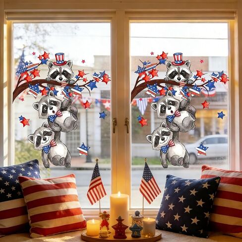 4th of July Window Clings Patriotic Window Stickers for Glass 250th Anniversary Eagle Stars Window Decals for Independence Day Home School Office Holiday Decoration 1 Sheet in Saudi Arabia