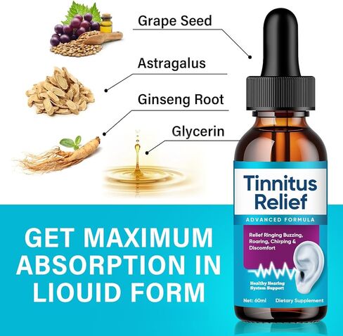 Tinnitus Relief for Ringing Ears, Advanced Tinnitus Relief Drop for Soothing Ear Tinnitus Relief, Gentle & Natural Tinnitus Support to Calm Ear Noise and Clicking in Saudi Arabia
