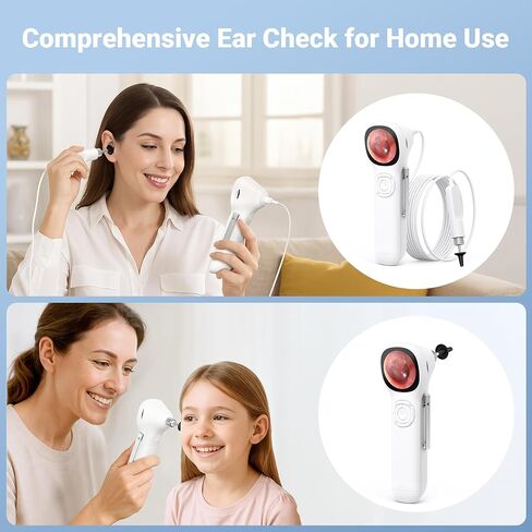 ScopeAround Otoscope with Light, 1.45" IPS Display Digital Otoscope, 3.9mm Ear Camera with Ear Wax Removal Tools, Ear Scope with Extention Cable, 6 LED Lights, Capture Photos Videos, White in Kuwait