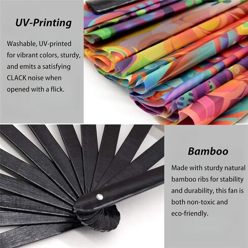13‘’ UV Glow Large Rave Fan for Men Women, Decorative Folding Hand Fan for Party, Home Decoration, Gift, Music Festival Essential, Rave Accessories (Sun Flowers) in Saudi Arabia