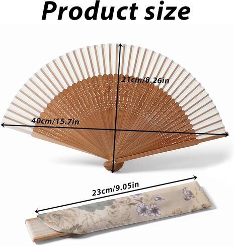 Folding Hand Fan Bamboo Hand Held Manual Fan for Women Wooden Vintage Handheld Asian Fans Foldable Dance Silk-Fan for Tea Party Summer Wedding Gifts Festival Decor in Saudi Arabia