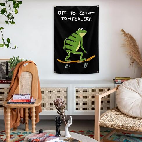 verrlia Funny Minimalism Off To Commit Tomfoolery Tapestry 2x3 Feet Wall Hanging Tapestry for Bedroom Bathroom College Dorm Wall Decor in Kuwait
