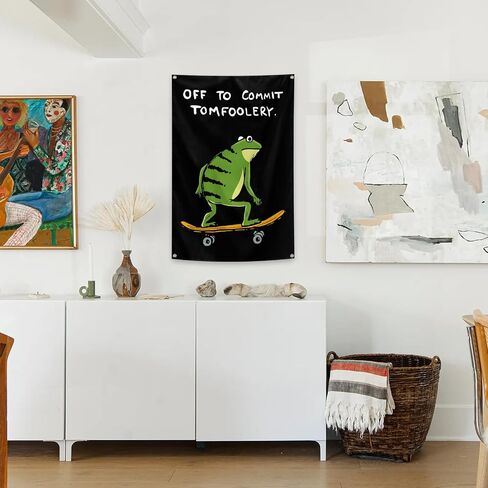 verrlia Funny Minimalism Off To Commit Tomfoolery Tapestry 2x3 Feet Wall Hanging Tapestry for Bedroom Bathroom College Dorm Wall Decor in Kuwait