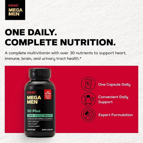 GNC Mega Men One Daily 50 Plus for Men, 60 Caplets in Kuwait