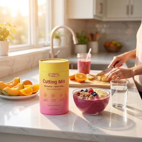 Ovia Cutting Drink Mix, Strawberry Açaí Flavor – Berberine,Chromium,Yerba Mate,Energy & Gut Health – 30 Servings in Saudi Arabia