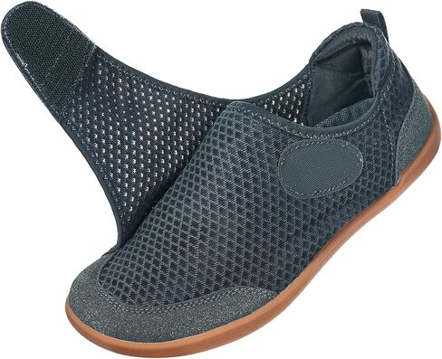 Sisttke Diabetic Shoes for Men Extra Wide Width Slip-on Slippers for Swollen Feet Adjustable Barefoot Walking Shoes with Arch Support for Elderly Arthritis Edema Feet,Dark Grey,11 Wide Men in Saudi Arabia