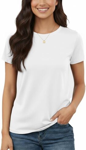 Women’s 100% Cotton T Shirts Soft Midweight Premium Crew Neck Tops Casual Summer Tops Women Regular Fit Basic Everyday Tee in Saudi Arabia