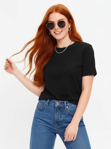 Women’s 100% Cotton T Shirts Soft Midweight Premium Crew Neck Tops Casual Summer Tops Women Regular Fit Basic Everyday Tee in Saudi Arabia